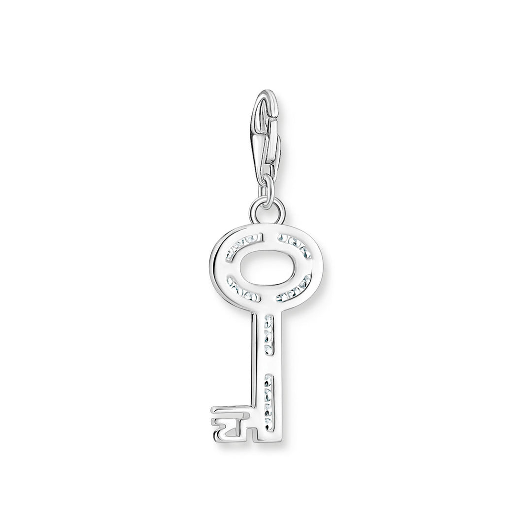 Thomas Sabo Charm-Anhänger Schlüssel Weisse Steine Silber - 0010-051-14