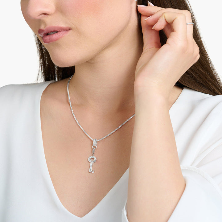 Thomas Sabo Charm-Anhänger Schlüssel Weisse Steine Silber - 0010-051-14