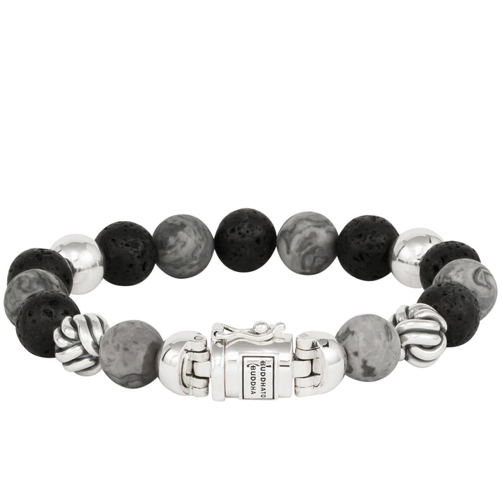 Buddha to Buddha Bracelet Spirit Bead Mix Grey Picasso Jasper