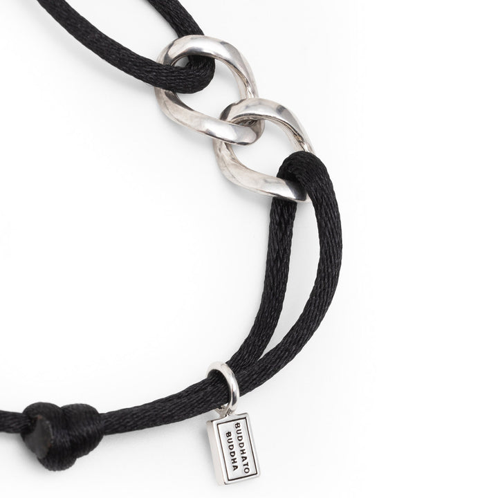 Buddha to Buddha Armband Kordel Chain XS Silber Schwarz - 001J051350325