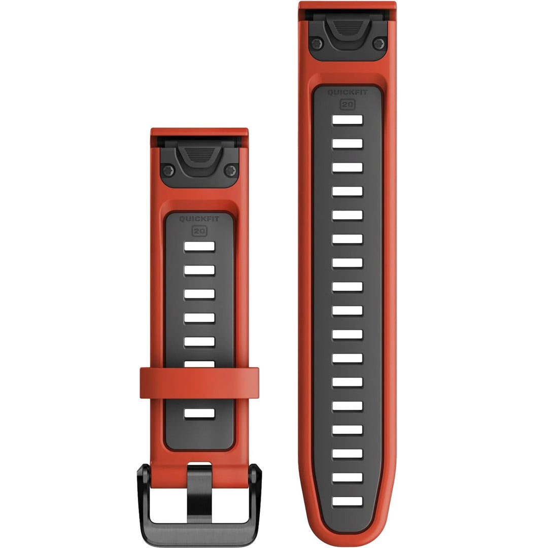 Garmin QuickFit 20 Flame Red Graphite Silicone Band - 010-13279-04