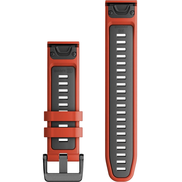 Garmin QuickFit 22 Flame Red Graphite Silicone Band - 010-13280-04