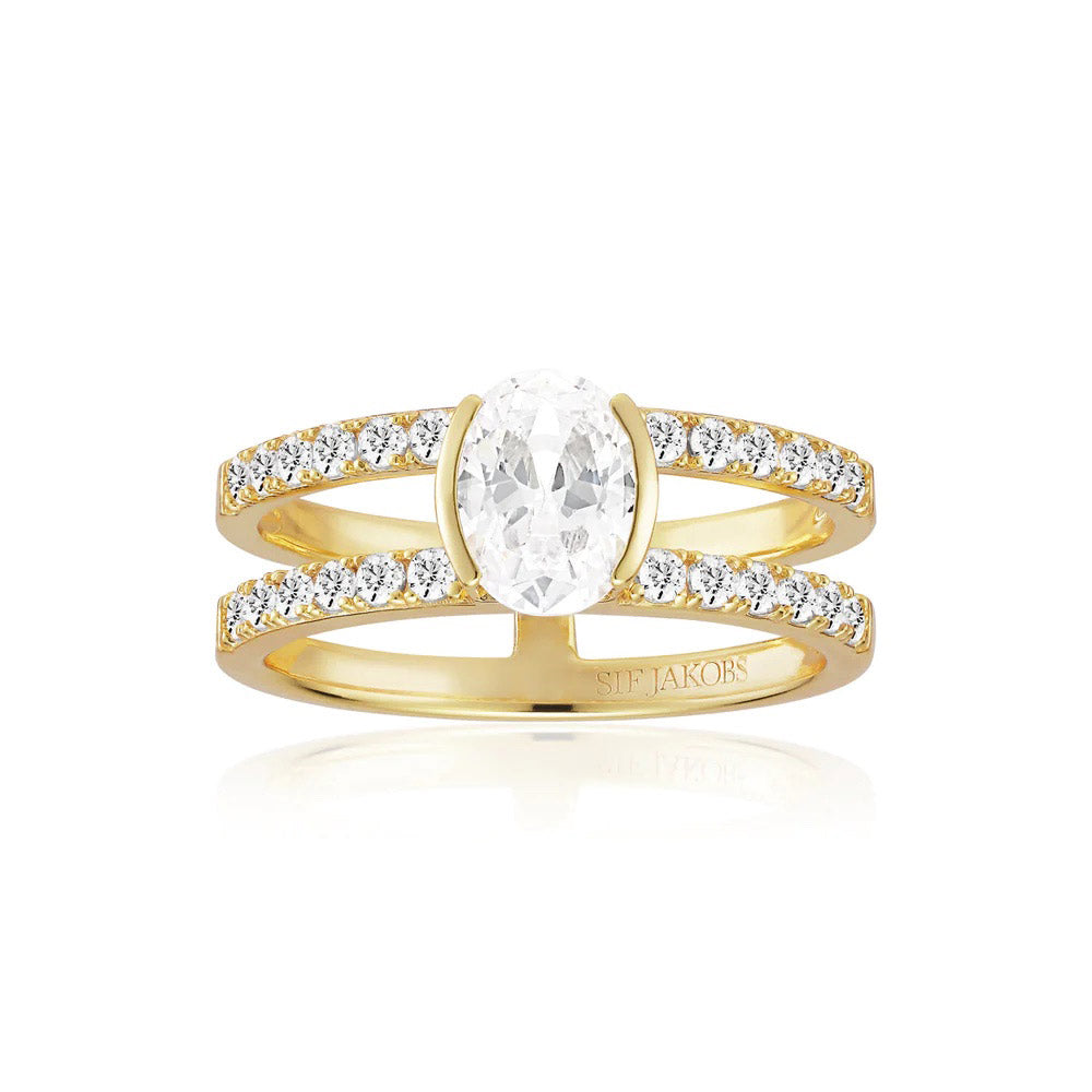 Sif Jakobs Ellisse Carezza Piccolo Ring - SJ-R2357-CZ-YG