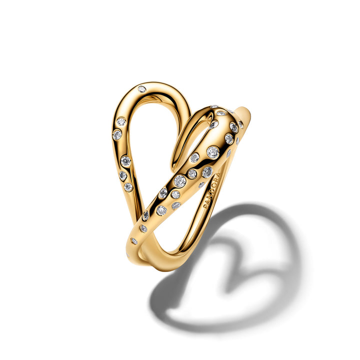 Pandora Anello Cuore Linea Sinuosa con Pietre Luminose - 164675C01
