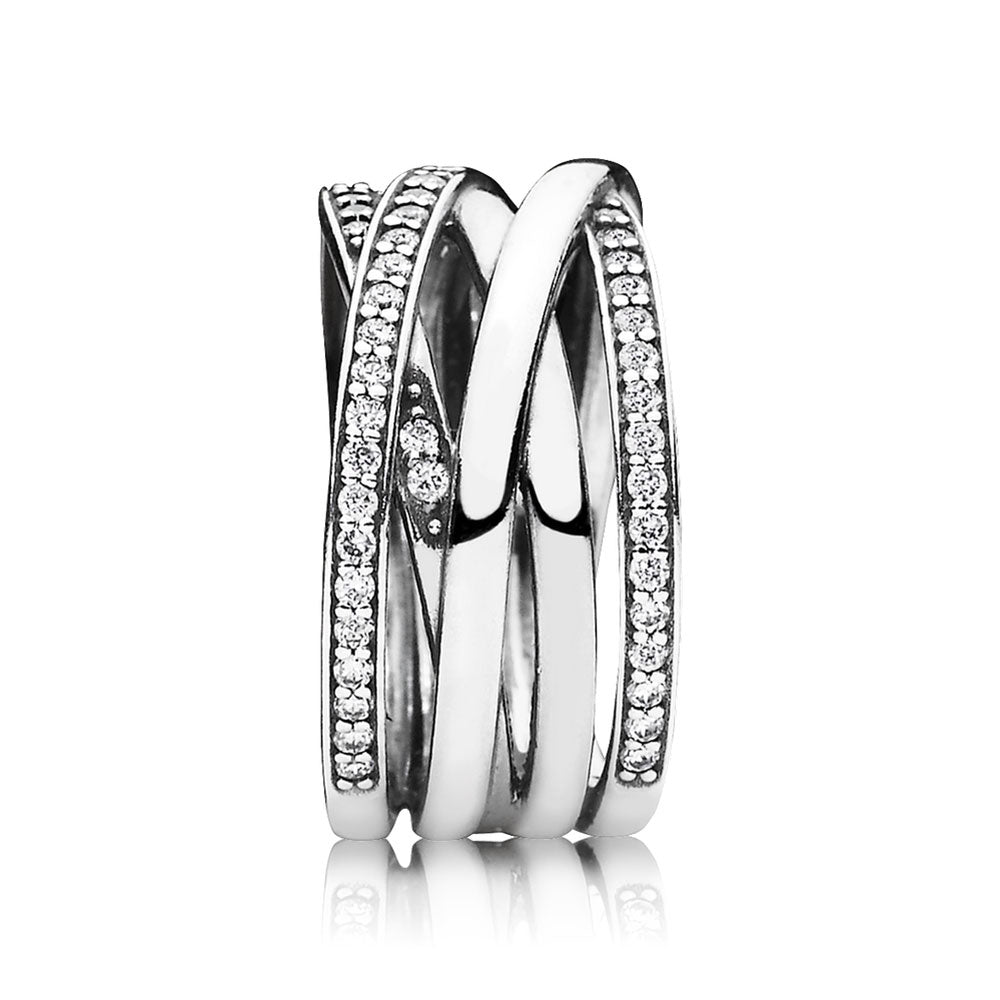 Pandora Funkelnde und Polierte Linien Ring - 190919CZ