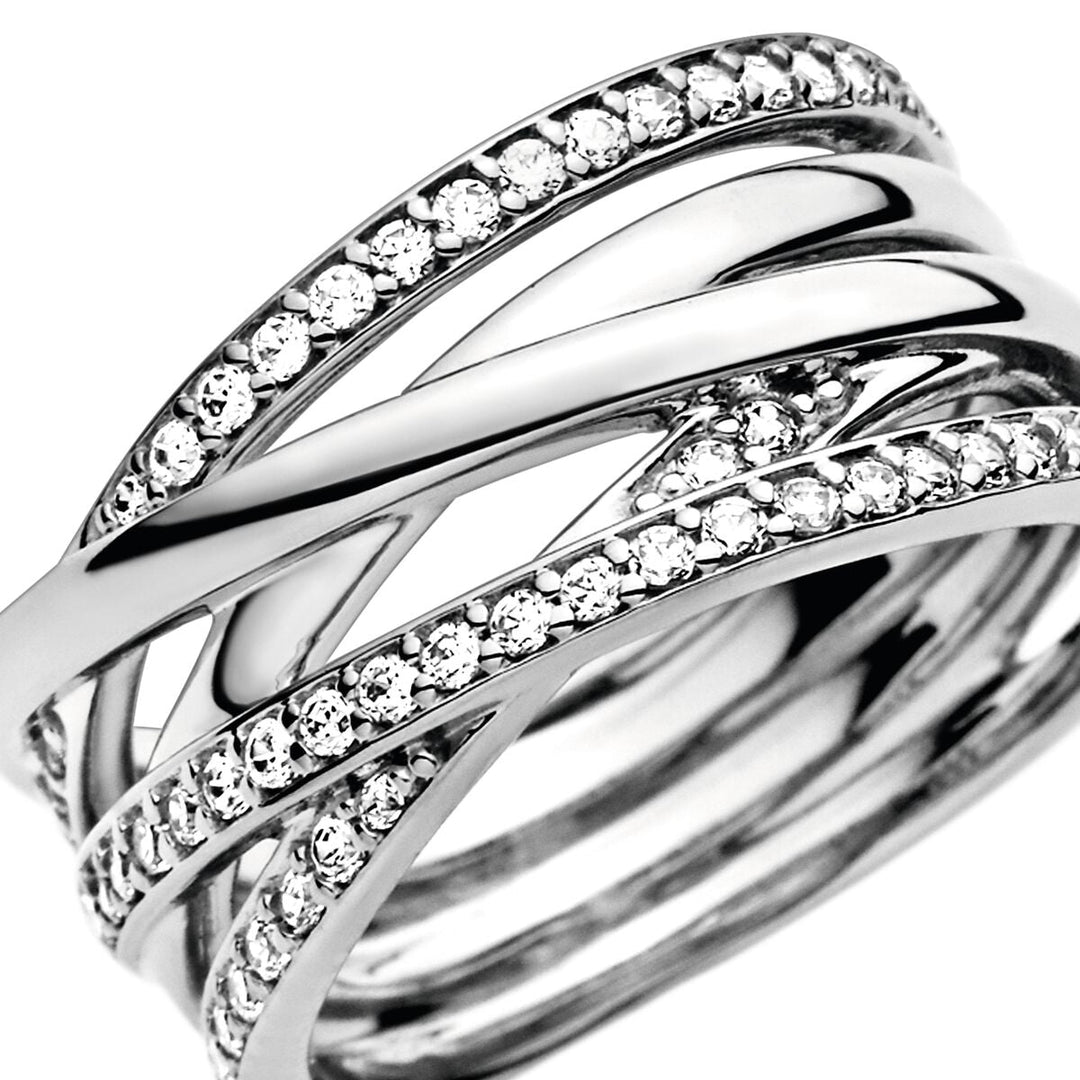 Pandora Funkelnde und Polierte Linien Ring - 190919CZ