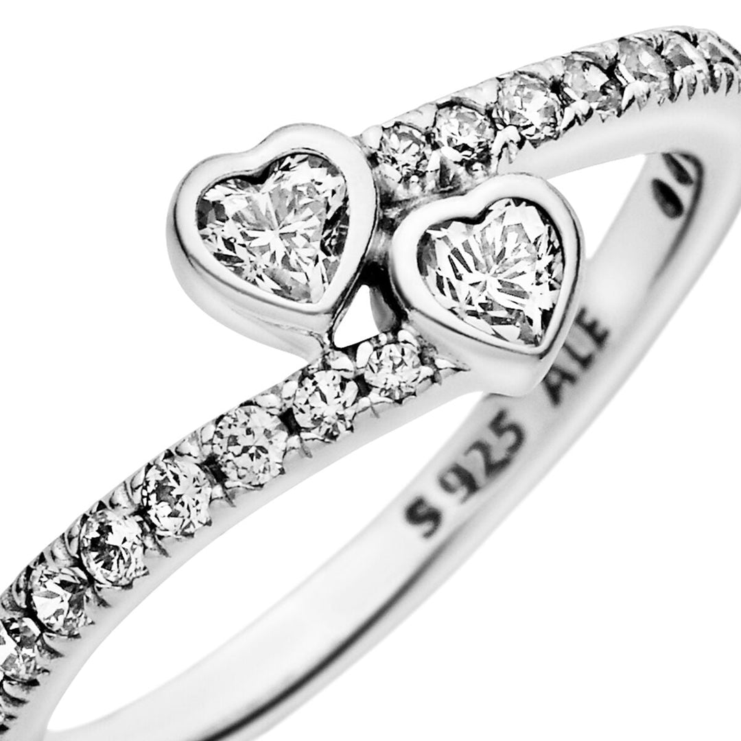 Pandora Zwei funkelnde Herzen Ring - 191023CZ