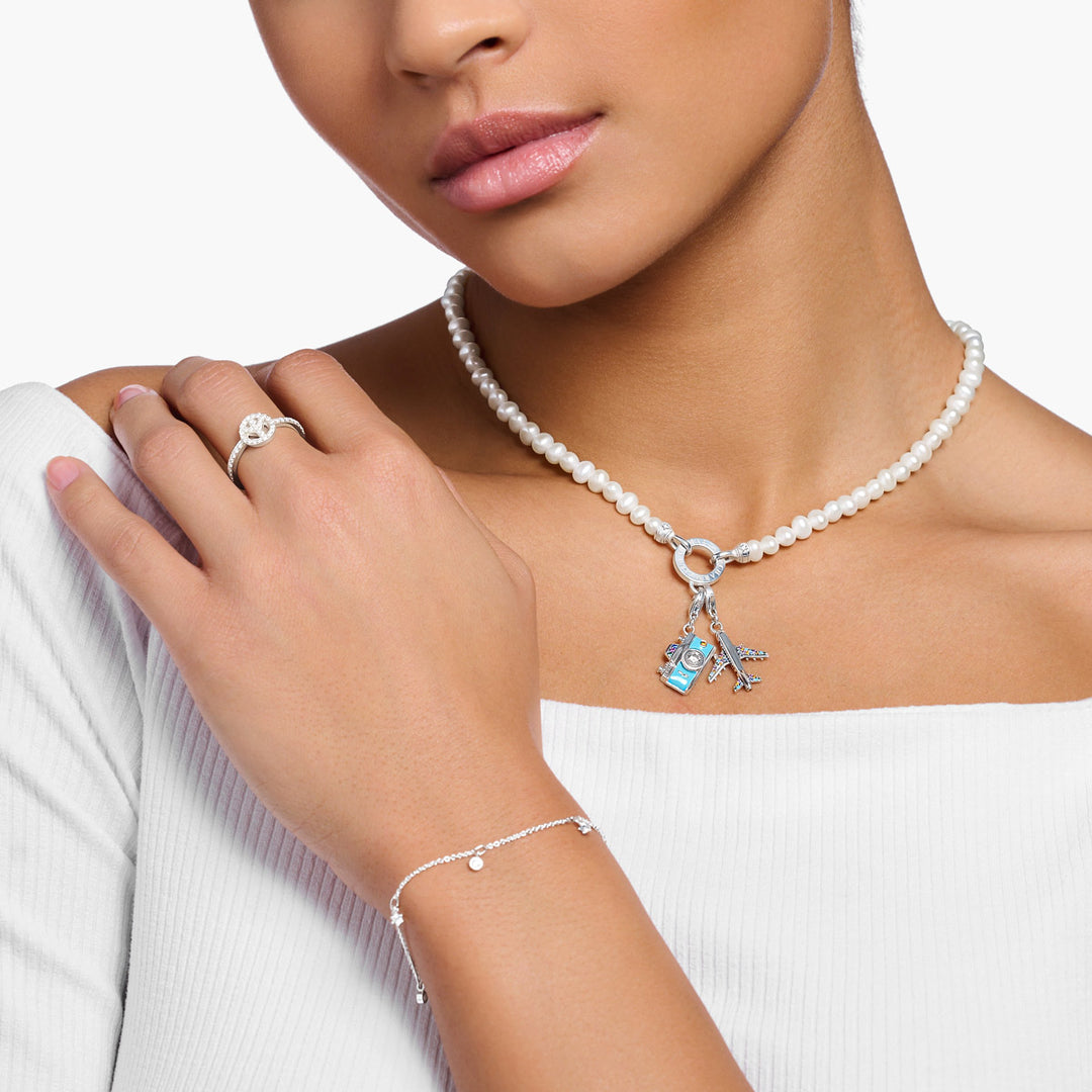 Thomas Sabo Charm-Anhänger mit buntem Flugzeug Silber - 1914-342-7