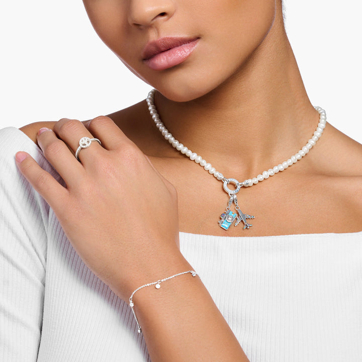 Thomas Sabo Charm-Anhänger mit buntem Flugzeug Silber - 1914-342-7