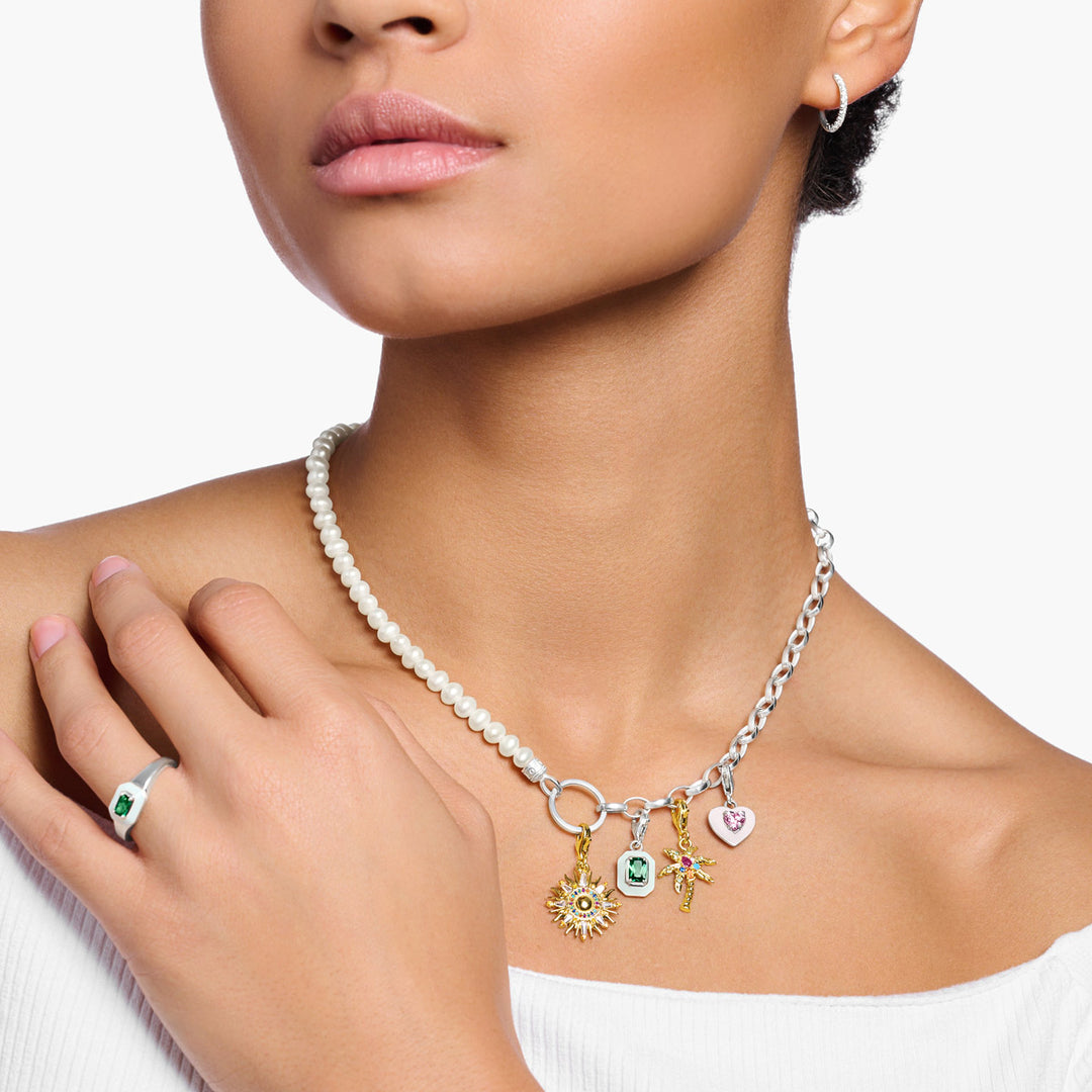 Thomas Sabo Charm-Anhänger Grüner Stein Silber - 1917-496-6