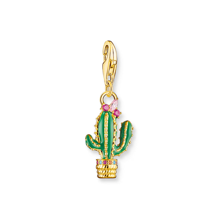 Thomas Sabo Charm-Anhänger Grüner Kaktus Vergoldet - 1928-471-7