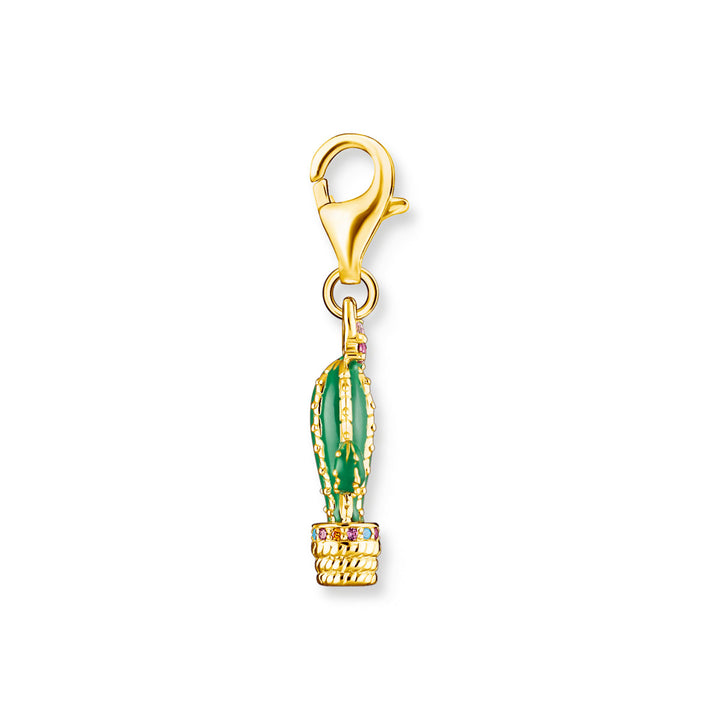 Thomas Sabo Charm-Anhänger Grüner Kaktus Vergoldet - 1928-471-7