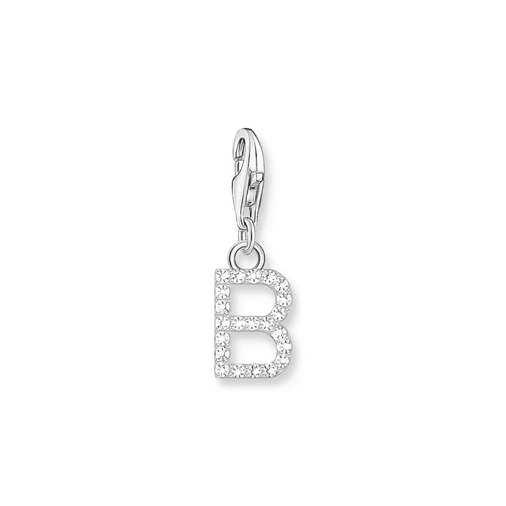 Thomas Sabo Charm-Anhänger Buchstabe B mit Weissen Steinen Silber - 1942-051-14