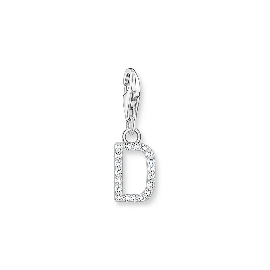 Thomas Sabo Charm-Anhänger Buchstabe D mit Weissen Steinen Silber - 1944-051-14