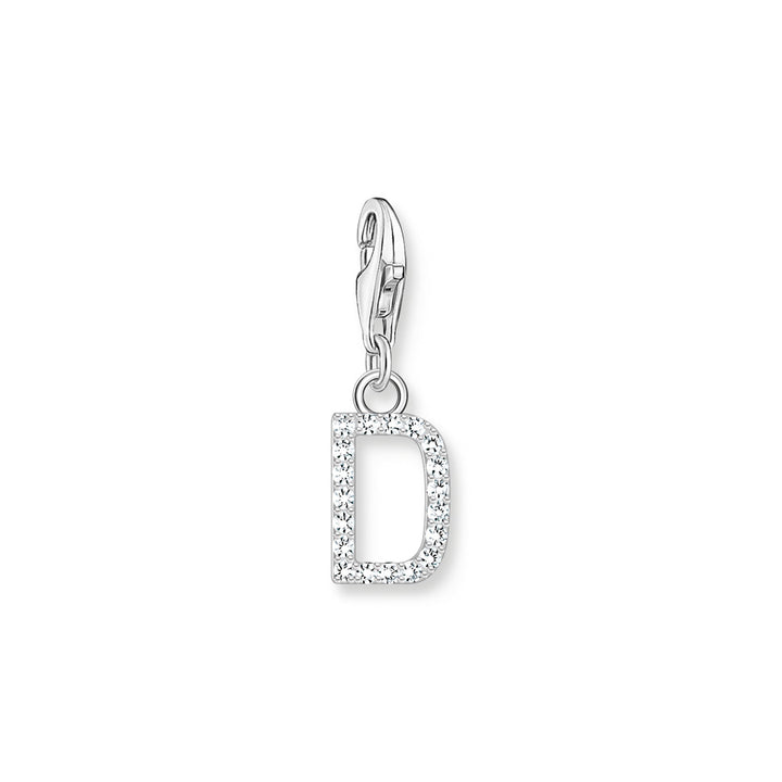 Thomas Sabo Charm-Anhänger Buchstabe D mit Weissen Steinen Silber - 1944-051-14