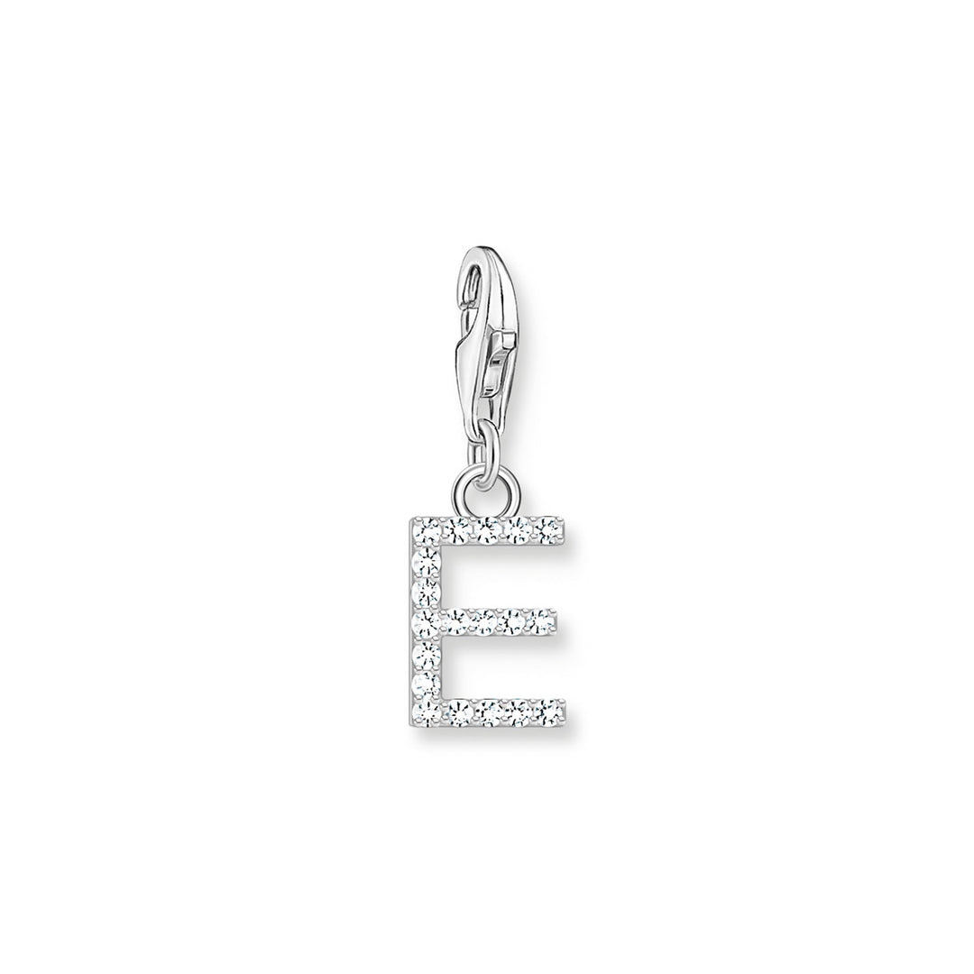 Thomas Sabo Charm-Anhänger Buchstabe E mit Weissen Steinen Silber - 1945-051-14