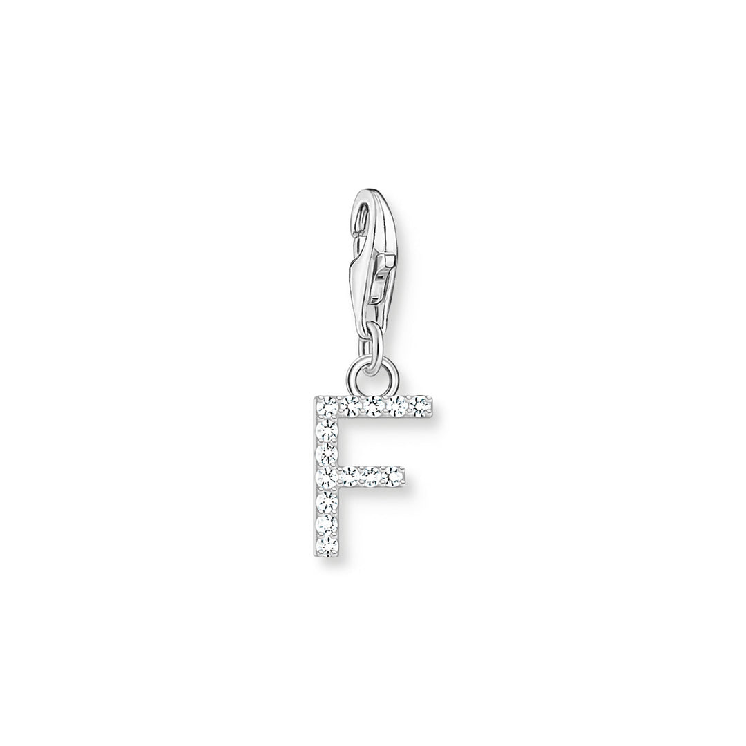 Thomas Sabo Charm-Anhänger Buchstabe F mit Weissen Steinen Silber - 1946-051-14