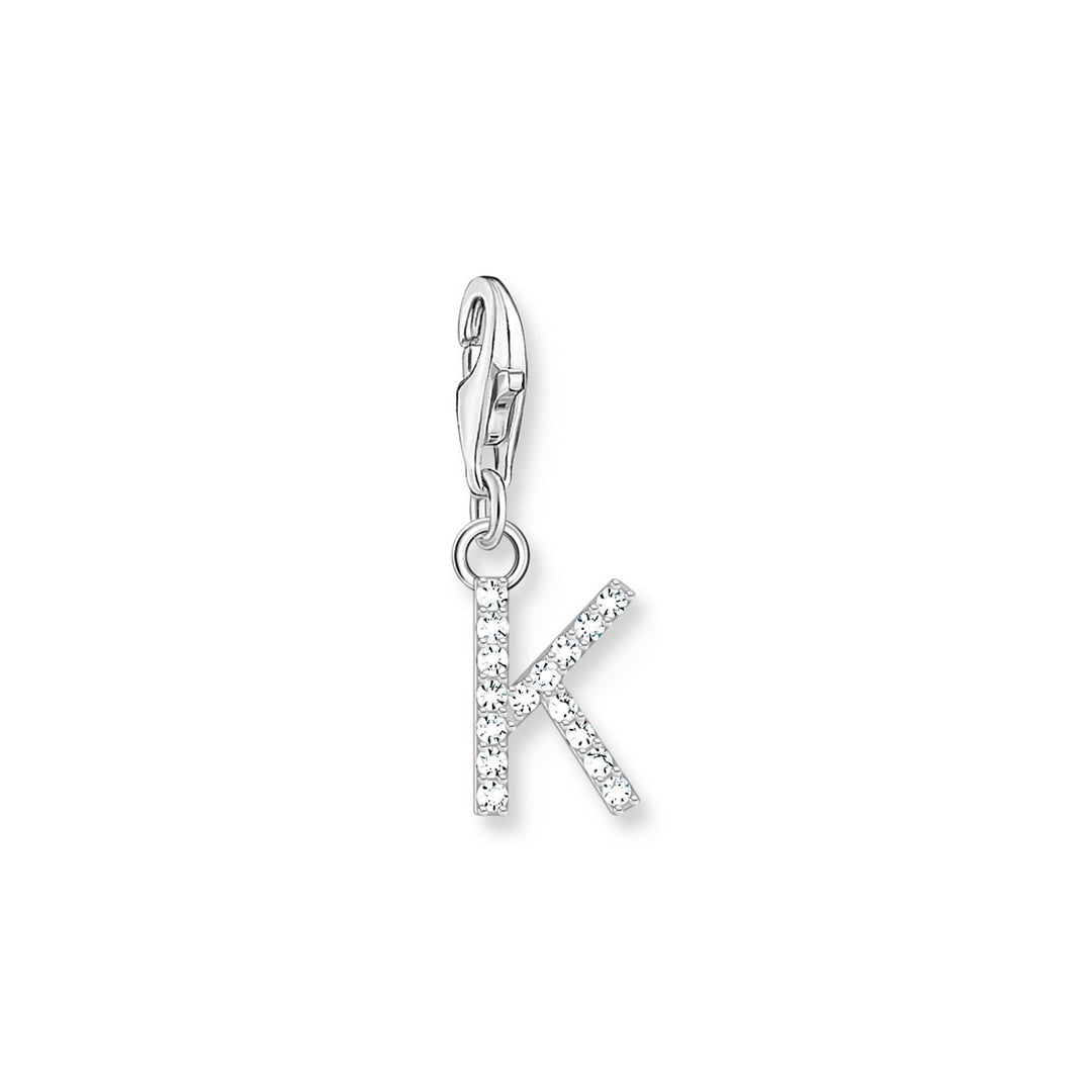 Thomas Sabo Charm-Anhänger Buchstabe K mit Weissen Steinen Silber - 1950-051-14
