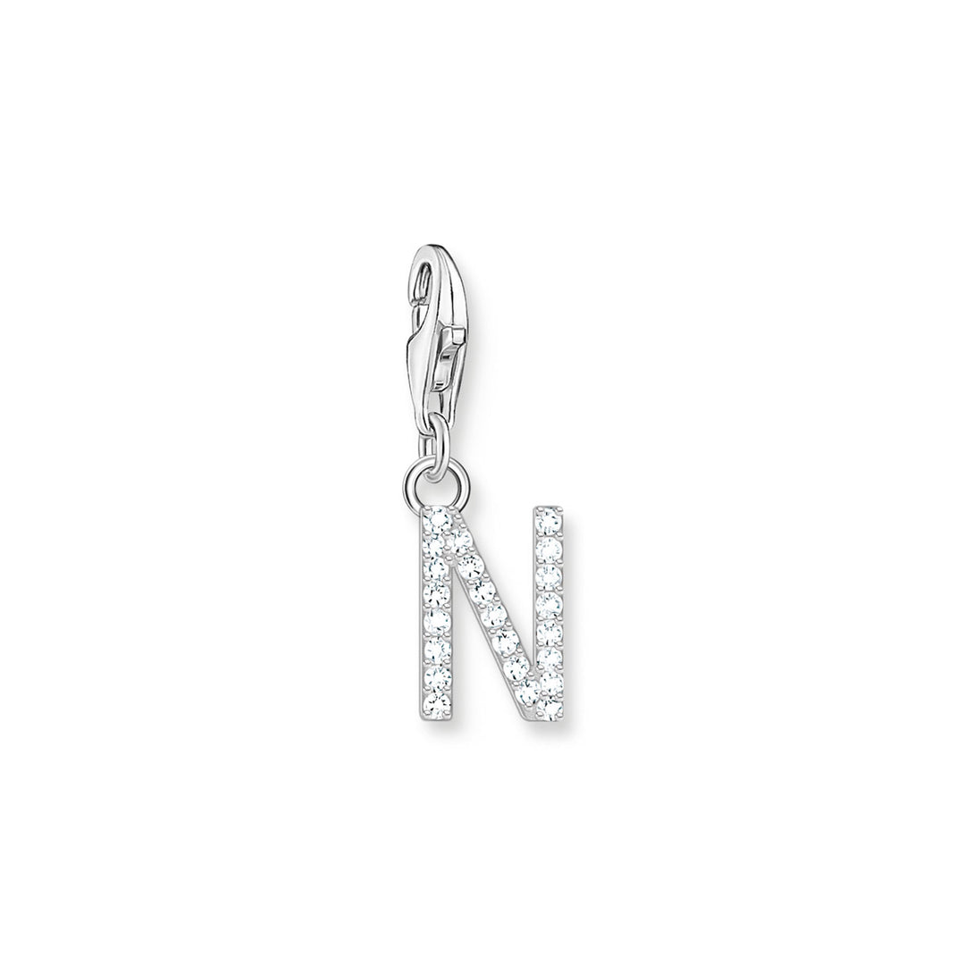 Thomas Sabo Charm-Anhänger Buchstabe N mit Weissen Steinen Silber - 1951-051-14