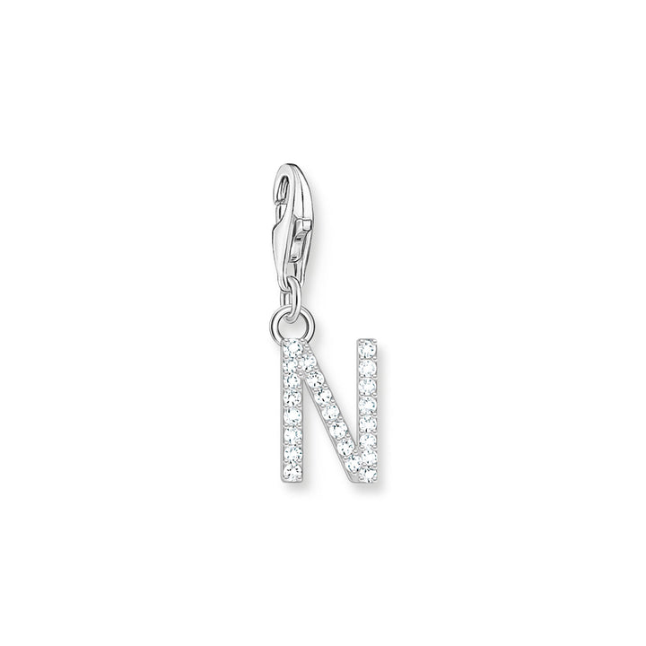 Thomas Sabo Charm-Anhänger Buchstabe N mit Weissen Steinen Silber - 1951-051-14