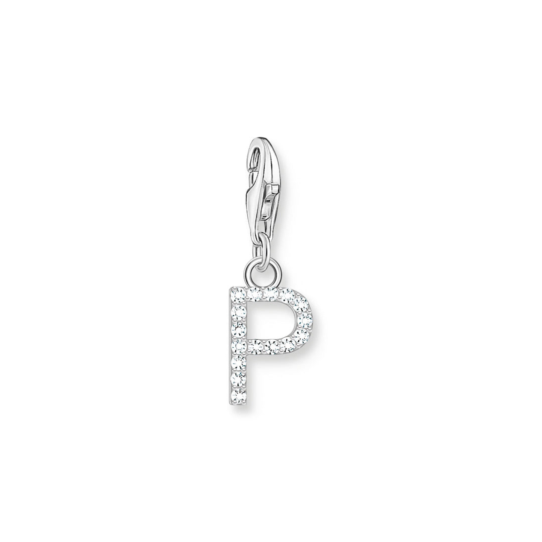 Thomas Sabo Charm-Anhänger Buchstabe P mit Weissen Steinen Silber - 1953-051-14