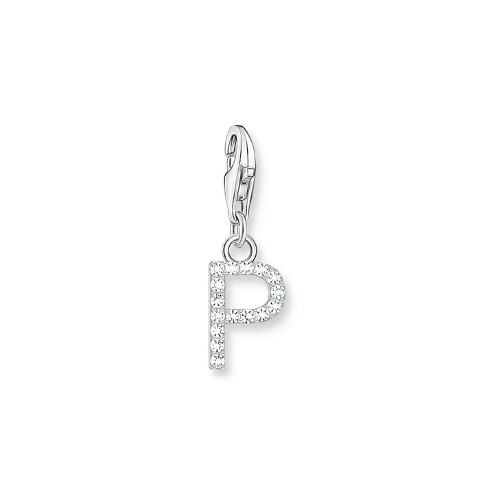 Thomas Sabo Charm-Anhänger Buchstabe P mit Weissen Steinen Silber - 1953-051-14
