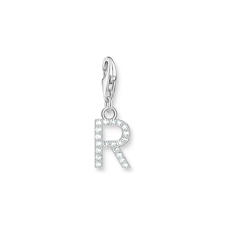 Thomas Sabo Charm-Anhänger Buchstabe R mit Weissen Steinen Silber - 1955-051-14