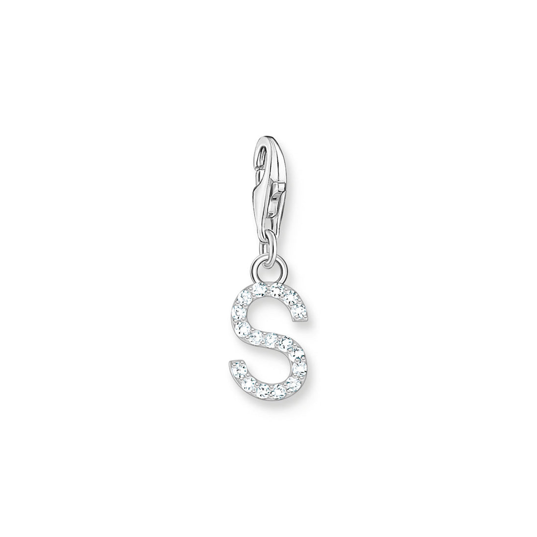 Thomas Sabo Charm-Anhänger Buchstabe S mit Weissen Steinen Silber - 1956-051-14