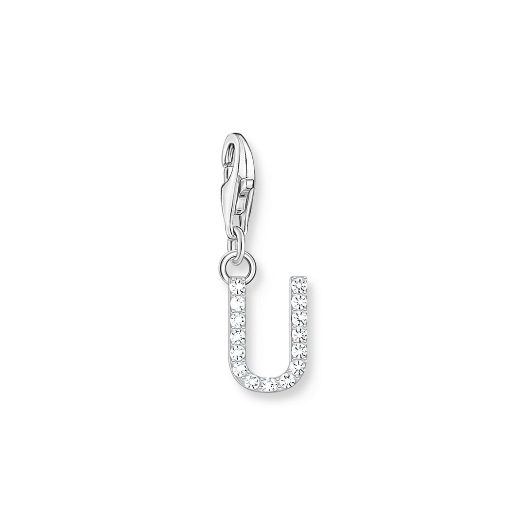 Thomas Sabo Charm-Anhänger Buchstabe U mit Weissen Steinen Silber - 1958-051-14