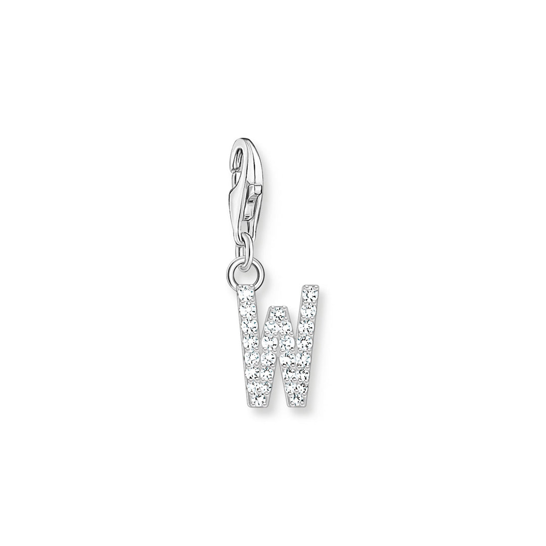 Thomas Sabo Charm-Anhänger Buchstabe W mit Weissen Steinen Silber - 1960-051-14
