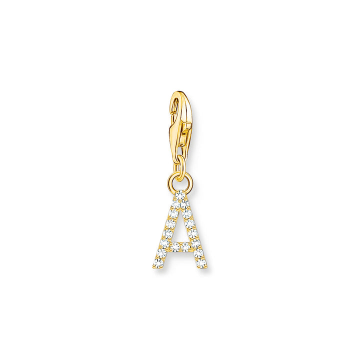 Thomas Sabo Charm-Anhänger Buchstabe A mit Weissen Steinen Vergoldet - 1964-414-14
