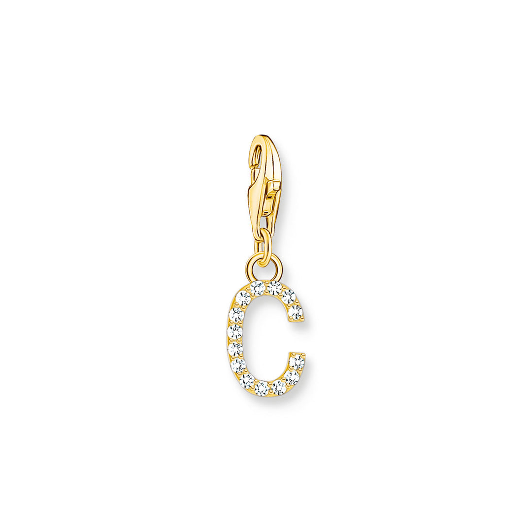 Thomas Sabo Charm-Anhänger Buchstabe C mit Weissen Steinen Vergoldet - 1966-414-14