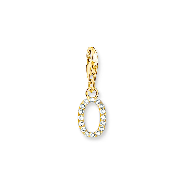 Thomas Sabo Charm-Anhänger Buchstabe O mit Weissen Steinen Vergoldet - 1978-414-14