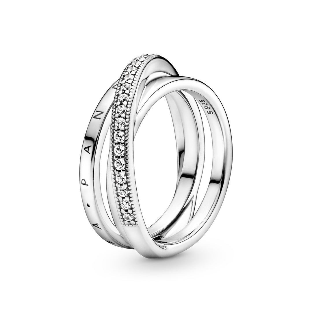 Pandora Logo Crossover Pavé Triple Band Ring - 199057C01
