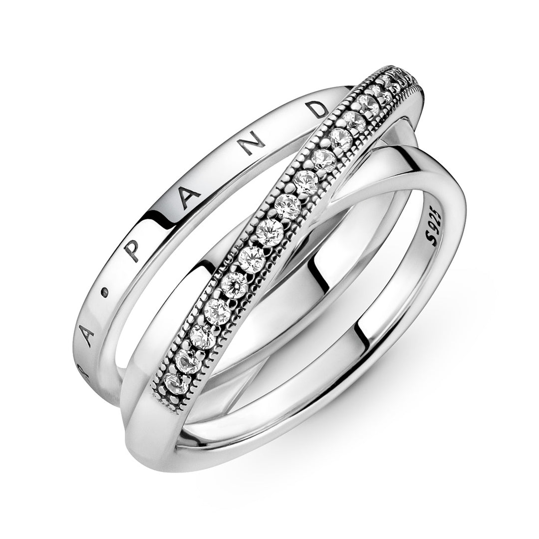 Pandora Dreifach gekreuzter Pavé-Ring - 199057C01