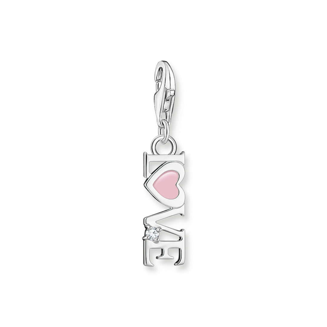 Thomas Sabo Charm-Anhänger Love mit Pinkem Herz und Stein Silber - 2011-041-9