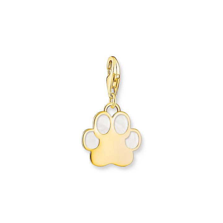 Thomas Sabo Charm-Anhänger Hundepfote mit weisser Kaltemaille vergoldet - 2014-427-39