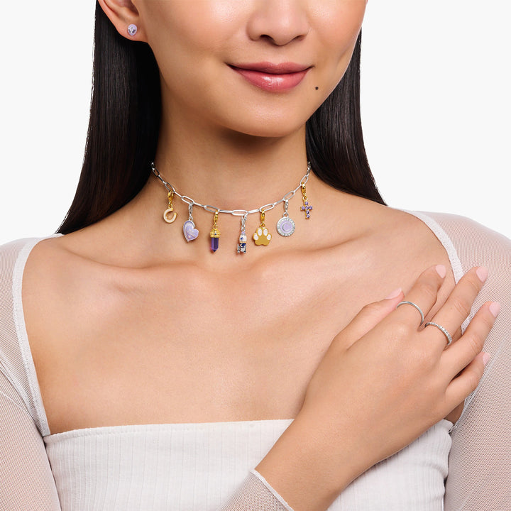 Thomas Sabo Charm-Anhänger Hundepfote mit weisser Kaltemaille vergoldet - 2014-427-39