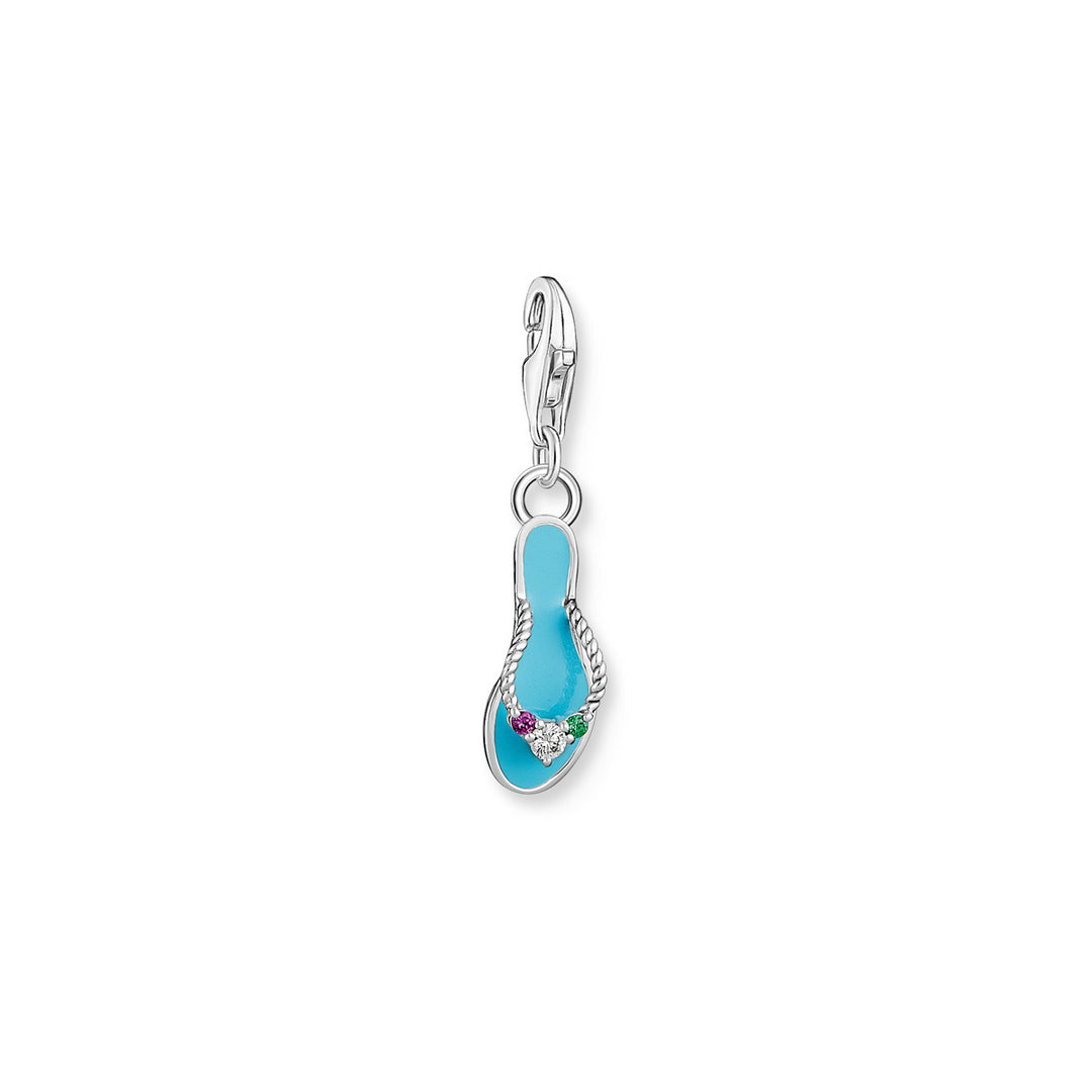 Thomas Sabo Charm-Anhänger Türkiser Flip-Flop mit Bunten Steinen Silber- 2025-914-7