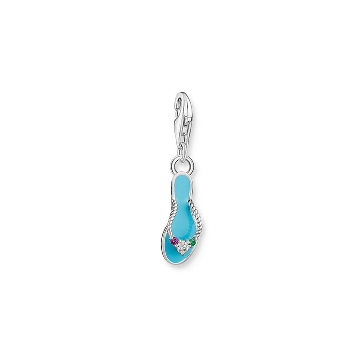 Thomas Sabo Charm-Anhänger Türkiser Flip-Flop mit Bunten Steinen Silber- 2025-914-7