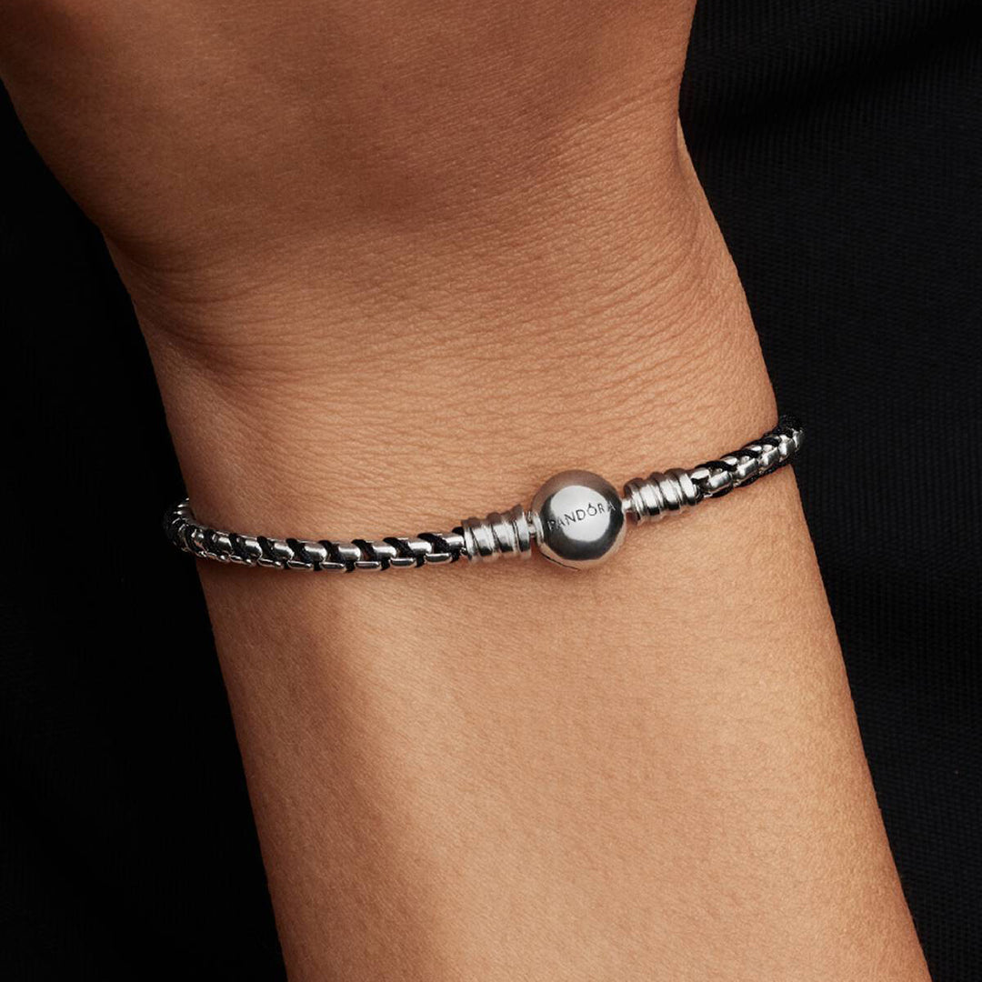 Pandora Schwarze Kordel Kastenkette Armband - 593816C02