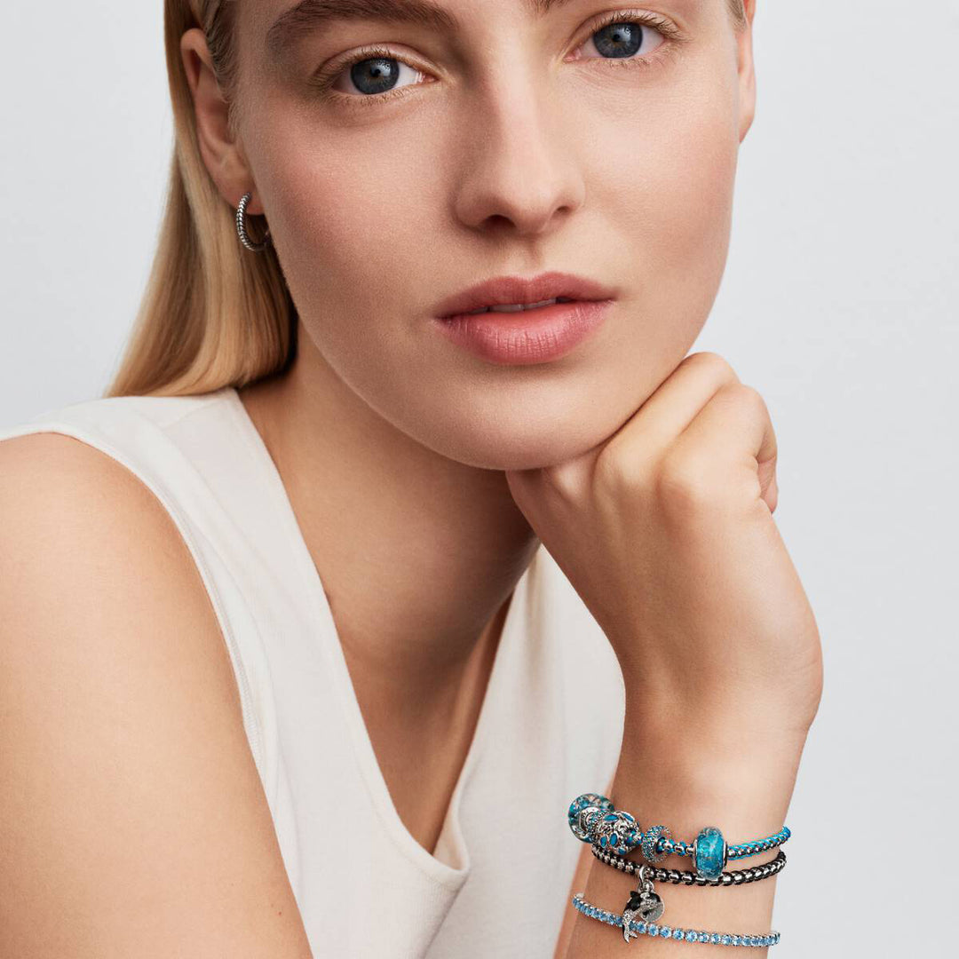 Pandora Schwarze Kordel Kastenkette Armband - 593816C02