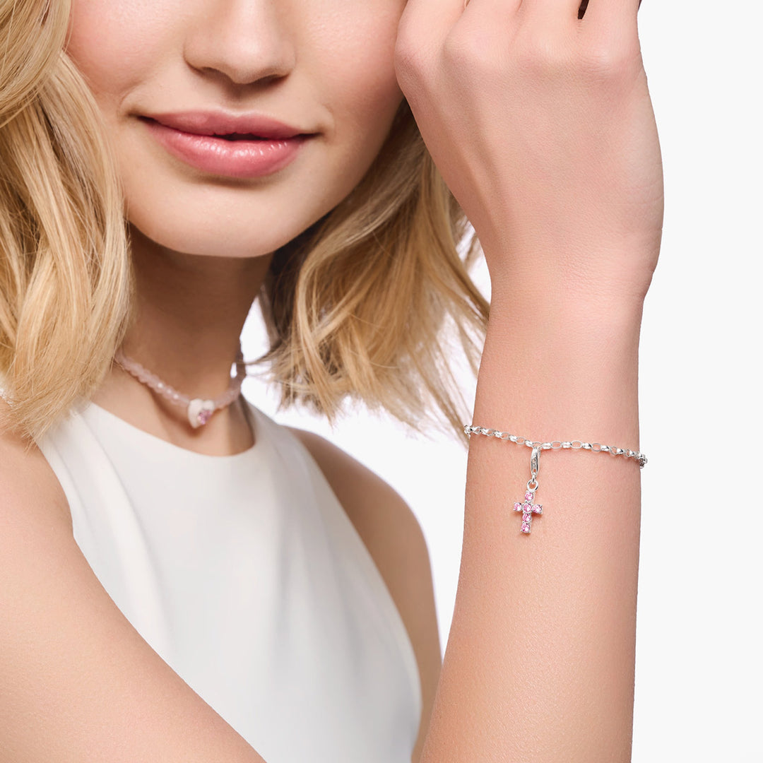 Thomas Sabo Charm-Anhänger Pinkes Kreuz Silber - 2032-051-9