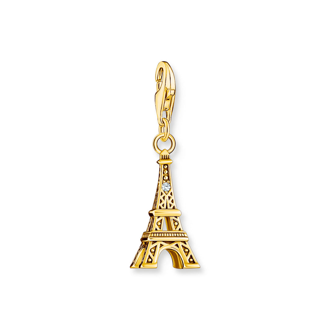 Thomas Sabo Charm-Anhänger Eiffelturm mit weissem Zirkonia vergoldet - 2075-414-39