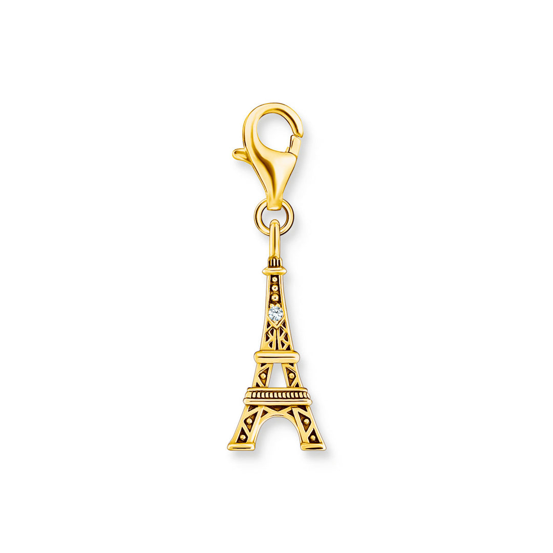 Thomas Sabo Charm-Anhänger Eiffelturm mit weissem Zirkonia vergoldet - 2075-414-39