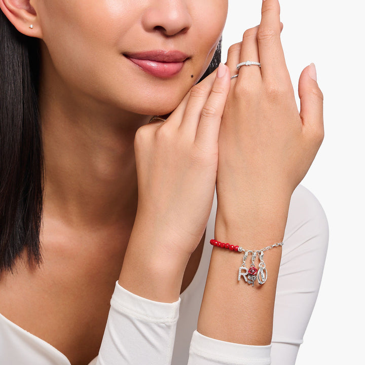 Thomas Sabo Charm-Anhänger rote Rose Silber - 2076-664-10