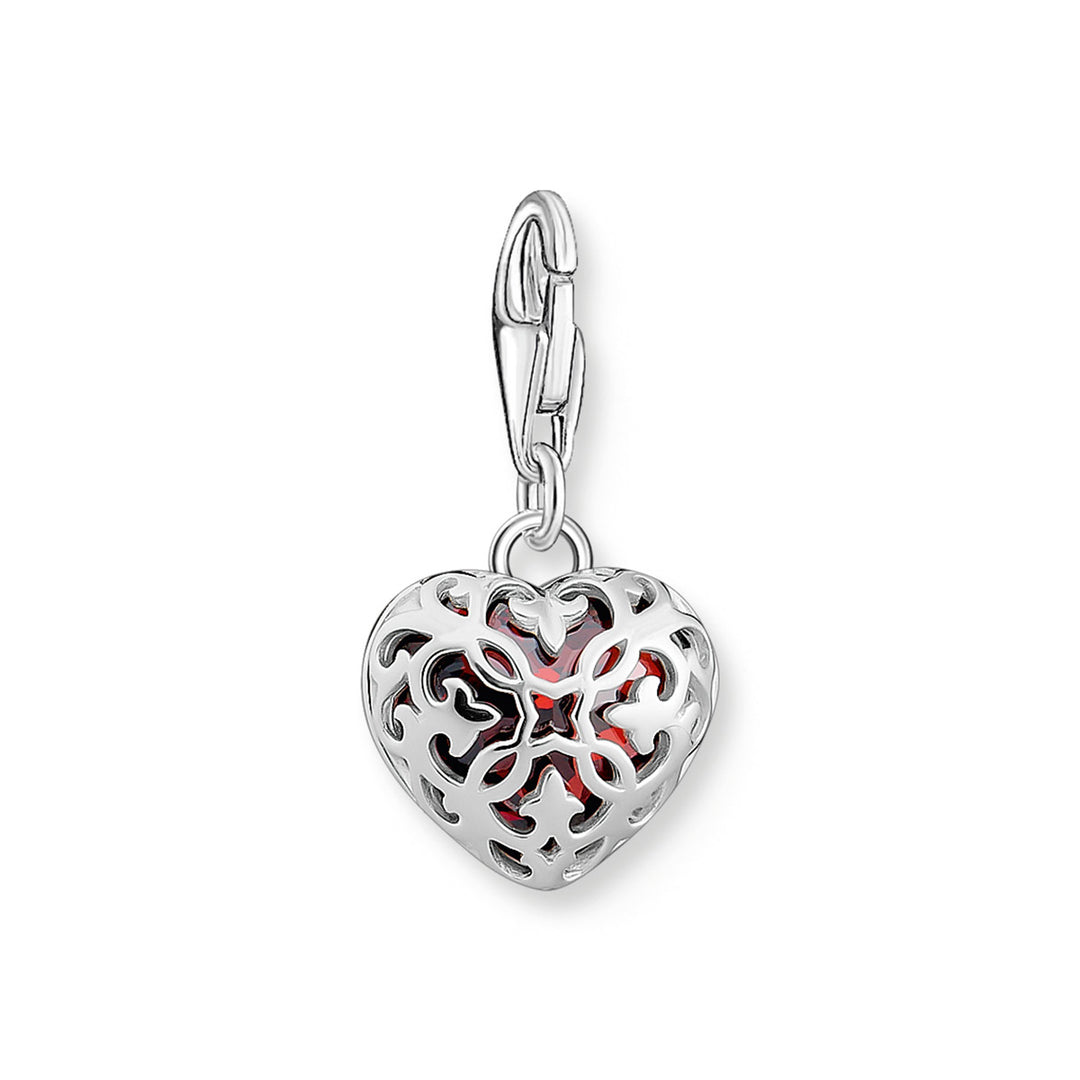 Thomas Sabo Charm-Anhänger mit rotem Stein im Herzschliff Silber - 2094-699-10