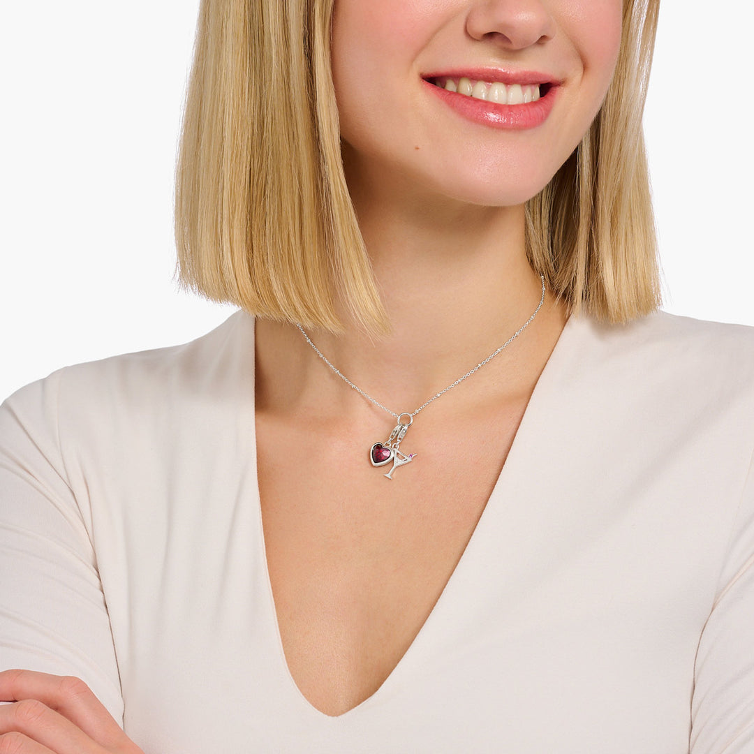 Thomas Sabo Charm-Anhänger mit rotem Stein im Herzschliff Silber - 2094-699-10