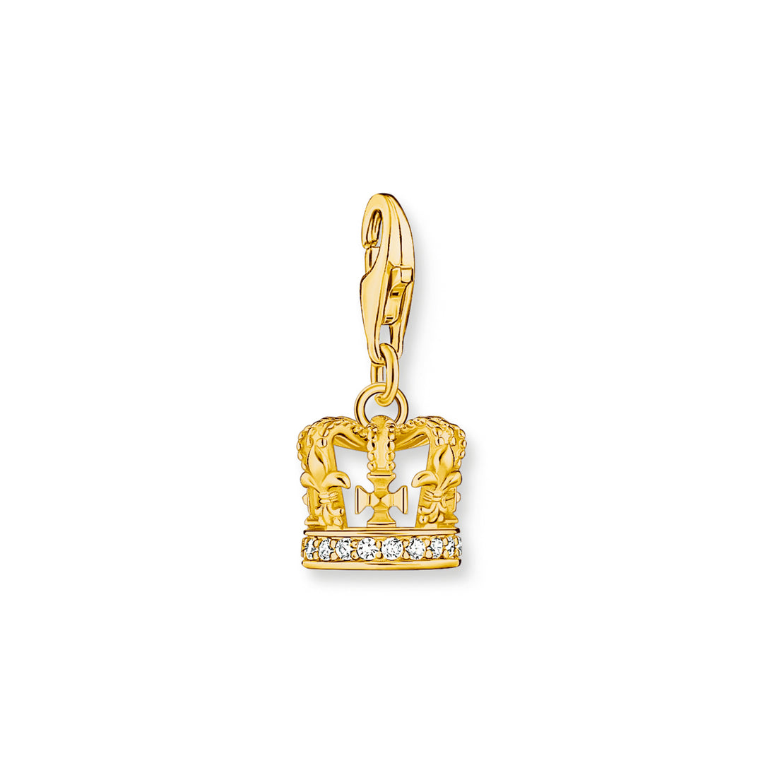 Pendentif Charm Couronne de Londres Thomas Sabo avec pierres blanches plaqué or - 2123-414-39