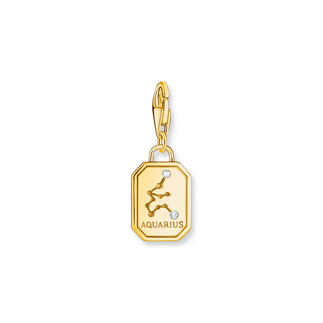 Thomas Sabo Charm-Anhänger Sternzeichen Wassermann mit Steinen vergoldet - 2155-414-39